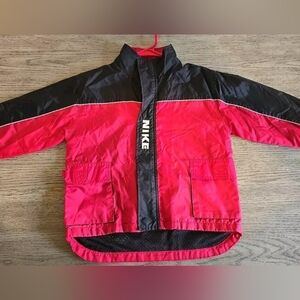 Vintage Nike Windbreaker Jacket Full "NO ZIP" Logo Swoosh Red/Black Youth M/5/6